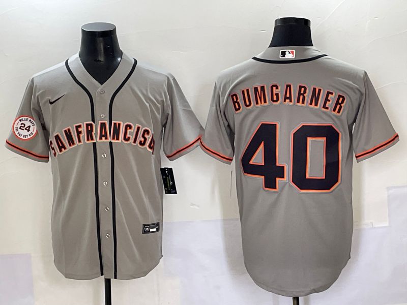 Men 2025 San Francisco Giants #40 Bumgarner Grey Game Nike MLB Jersey style 8